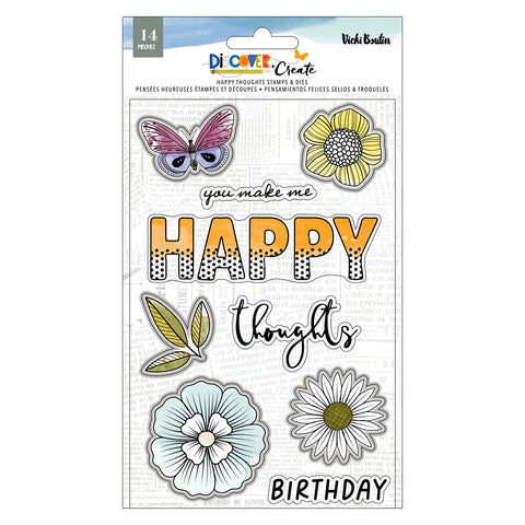 Vicki Boutin Discover + Create HAPPY THOUGHTS STAMPS & DIES 14pc