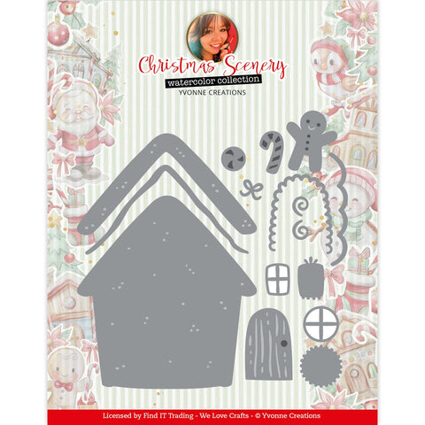 Yvonne Creations GINGERBREAD HOUSE Christmas Scenery Cutting Die 13pc.