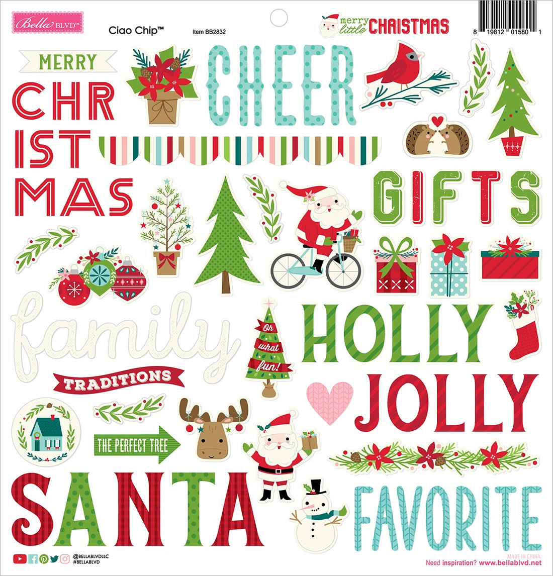 Bella Blvd Merry Little Christmas ICONS CIAO CHIP 12&quot;X12&quot;