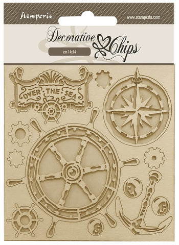 Stamperia Decorative Chips SONGS OF THE SEA Rudder Chipboard 12pc