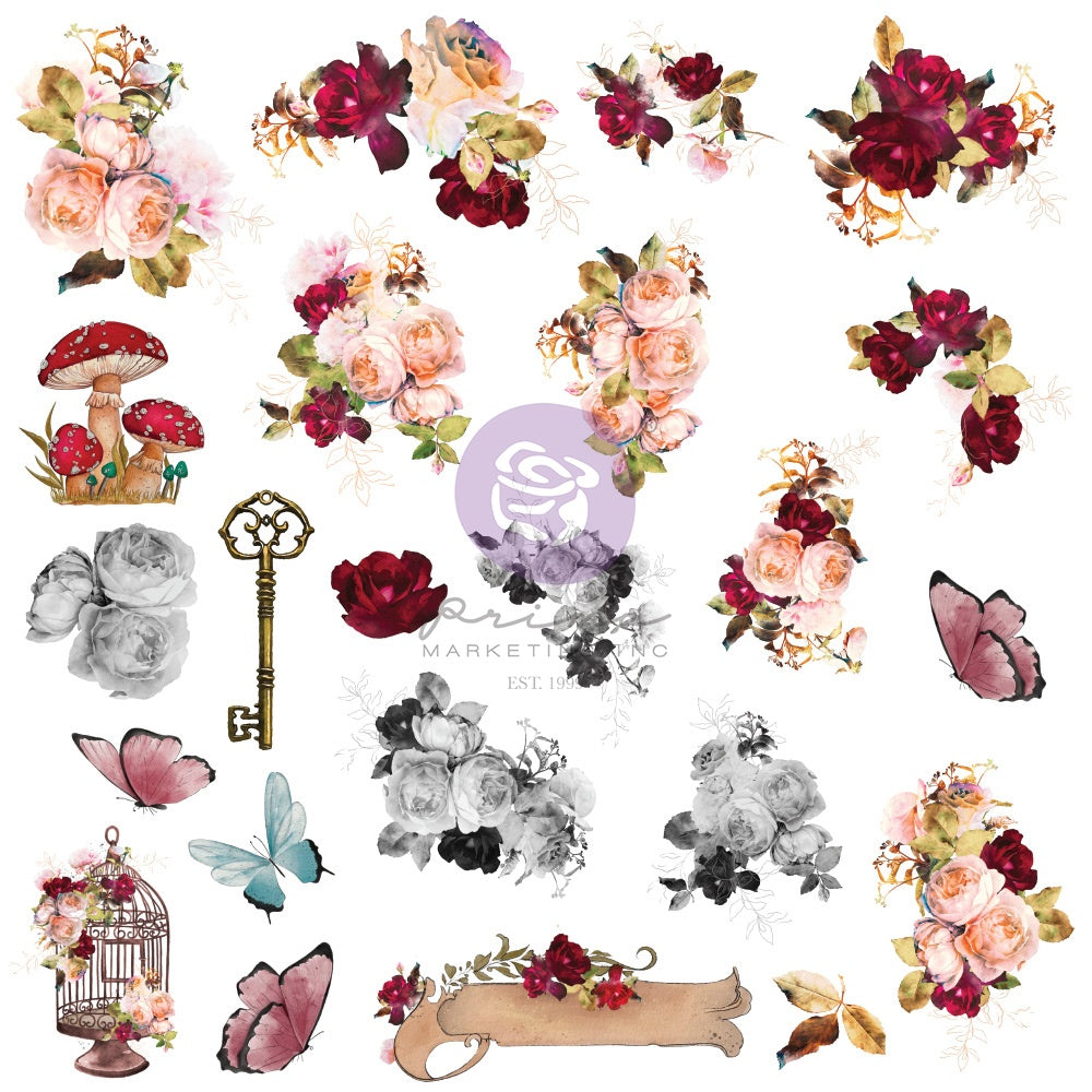 Prima Lost In Wonderland EPHEMERA 6"X4.5" 46pc Scrapbook