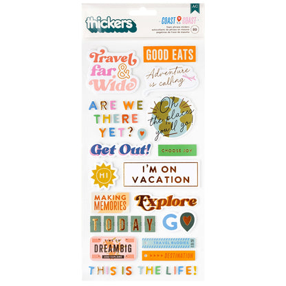 American Crafts Thickers COAST TO COAST Foam Phrase Stickers 89pc