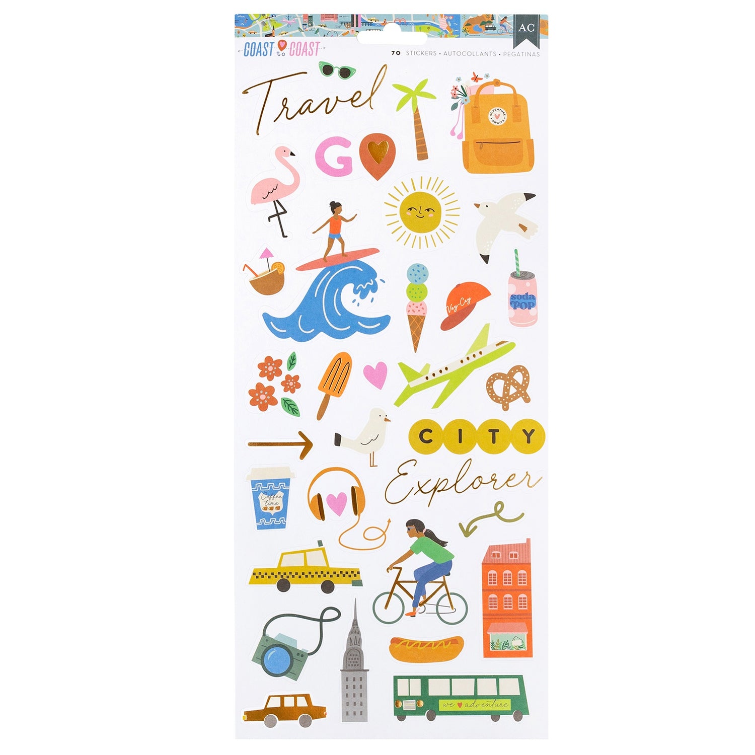 American Crafts COAST TO COAST Stickers 70pc