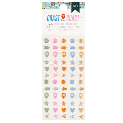 American Crafts Coast To Coast ENAMEL STICKERS 60pc