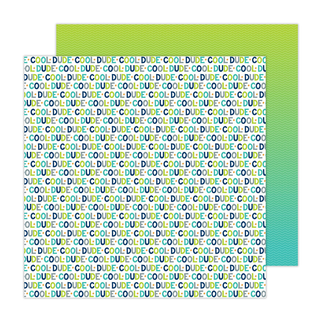 Pebbles Cool Boy COOL DUDE 12&quot;X12&quot; Scrapbook Paper