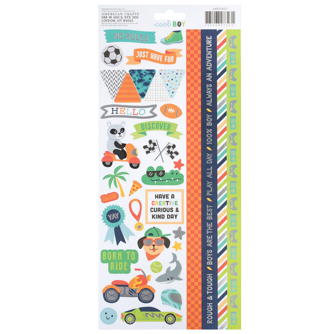 Pebbles Cool Boy ACCENT STICKERS 73pc
