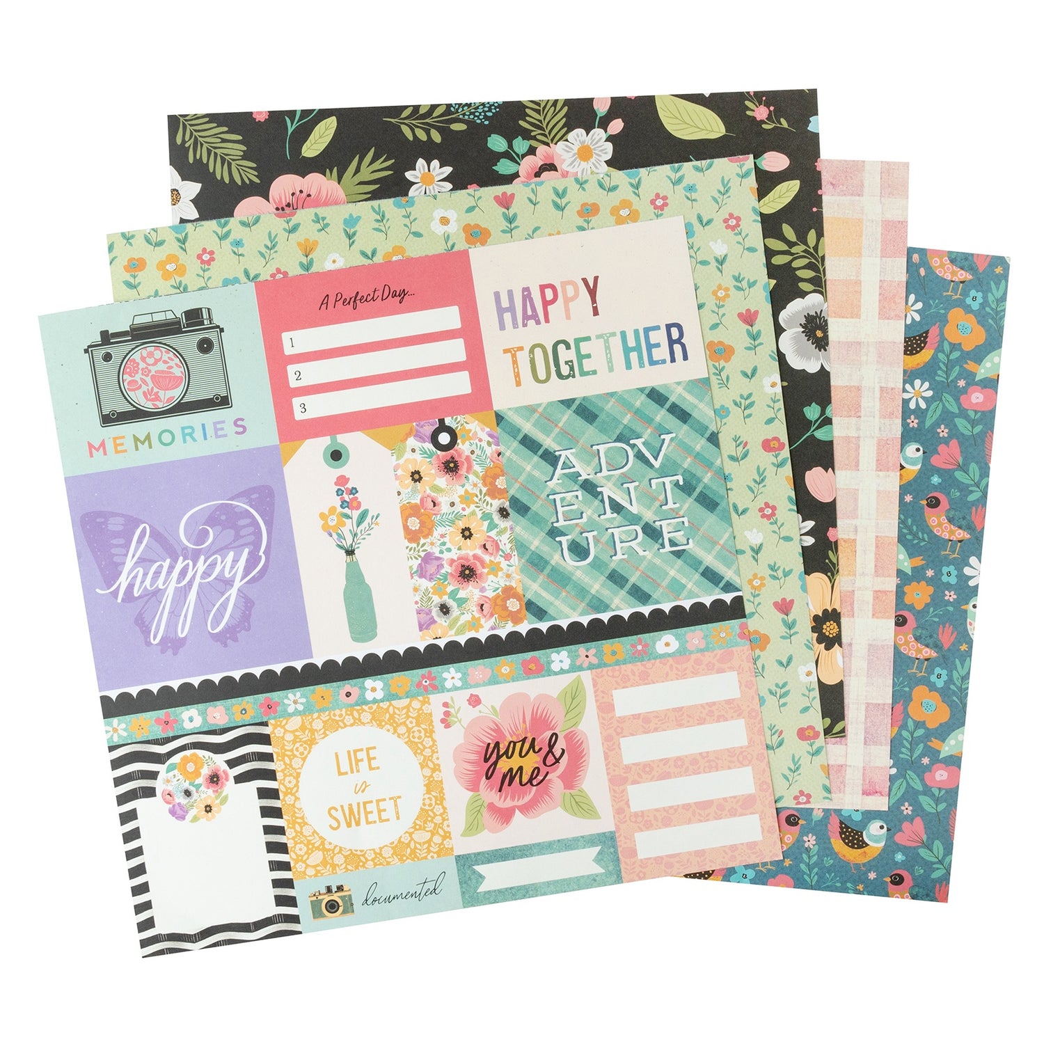 AC APRIL &amp; IVY 12&quot;X12&quot; PAPER PAD Scrapbook 24 Sheets