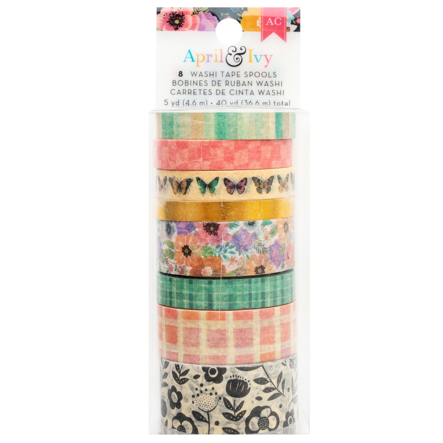 AC American Crafts April &amp; Ivy WASHI TAPE 8pc