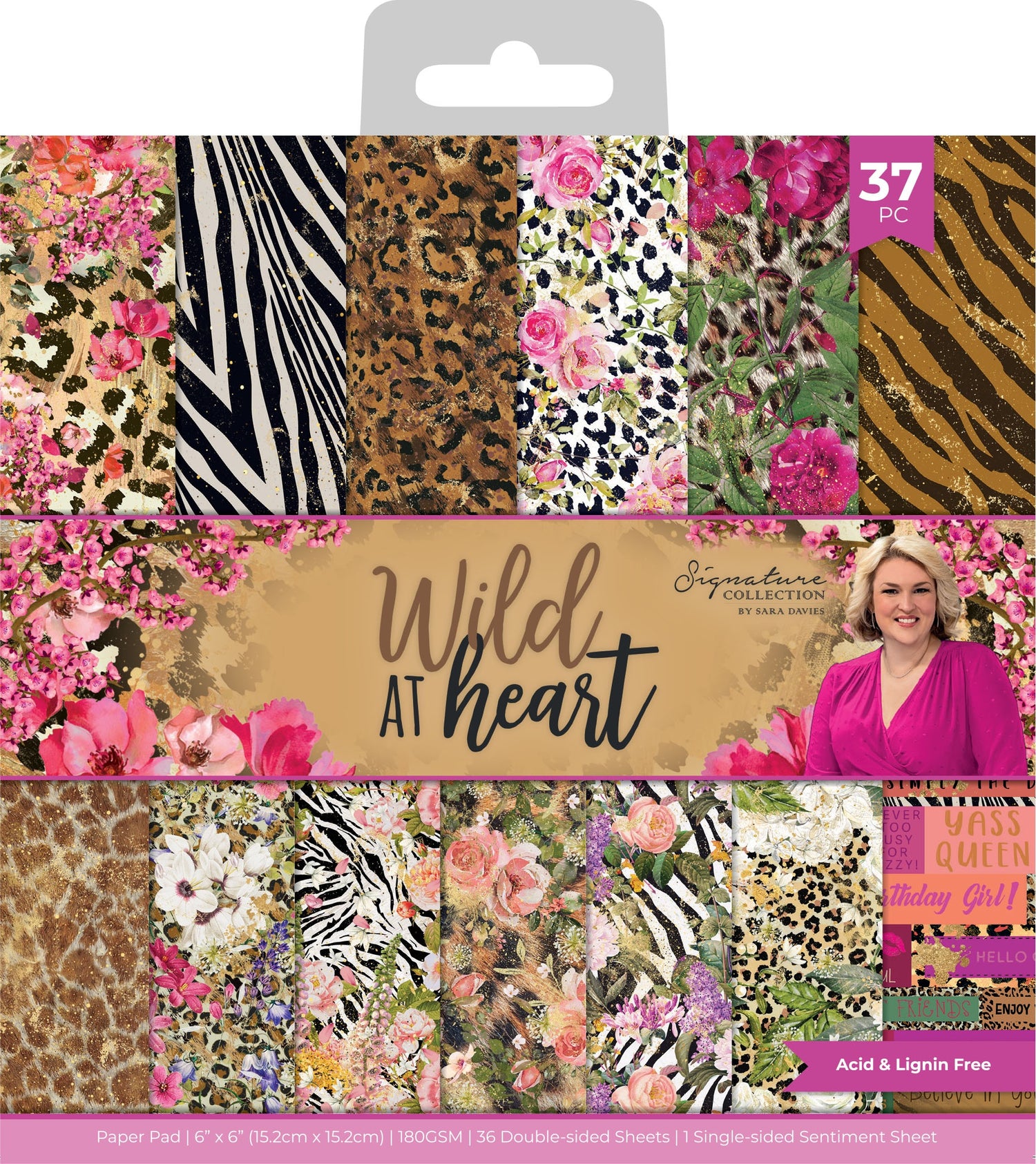 Crafters Companion Signature WILD AT HEART Collection 6X6&quot; Paper Pad 37 Sheets