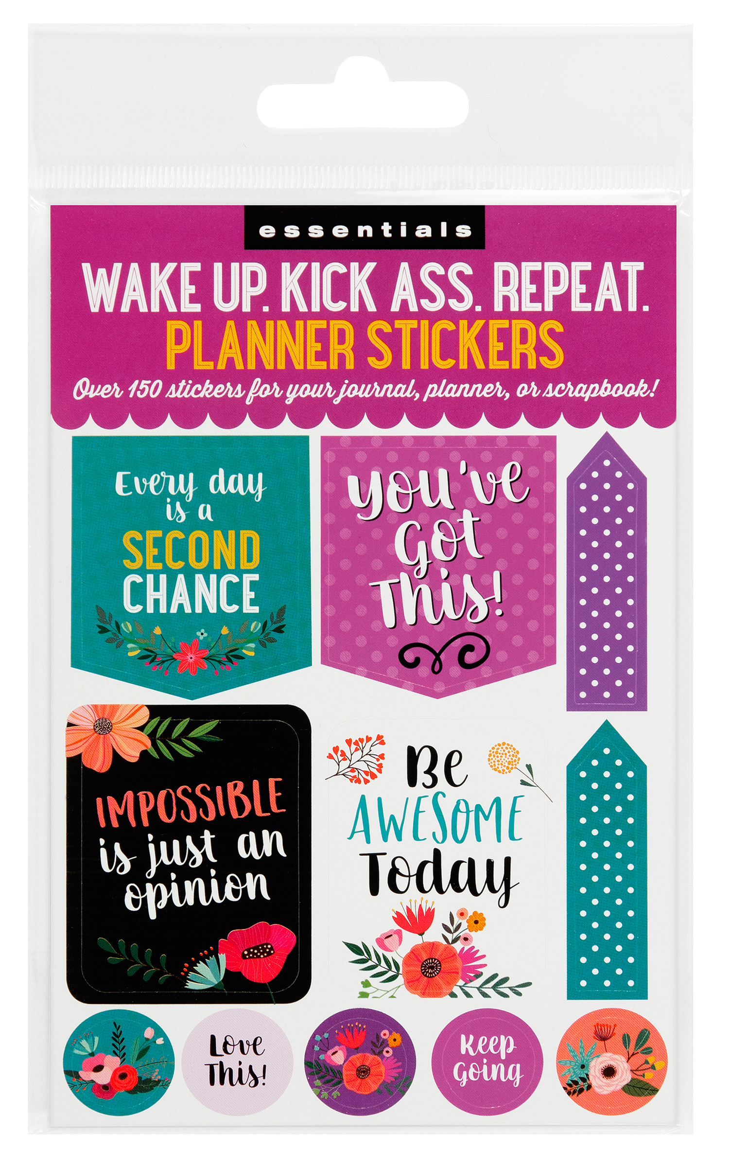 Peter Pauper Planner Stickers WAKE UP KICK ASS REPEAT Essentials