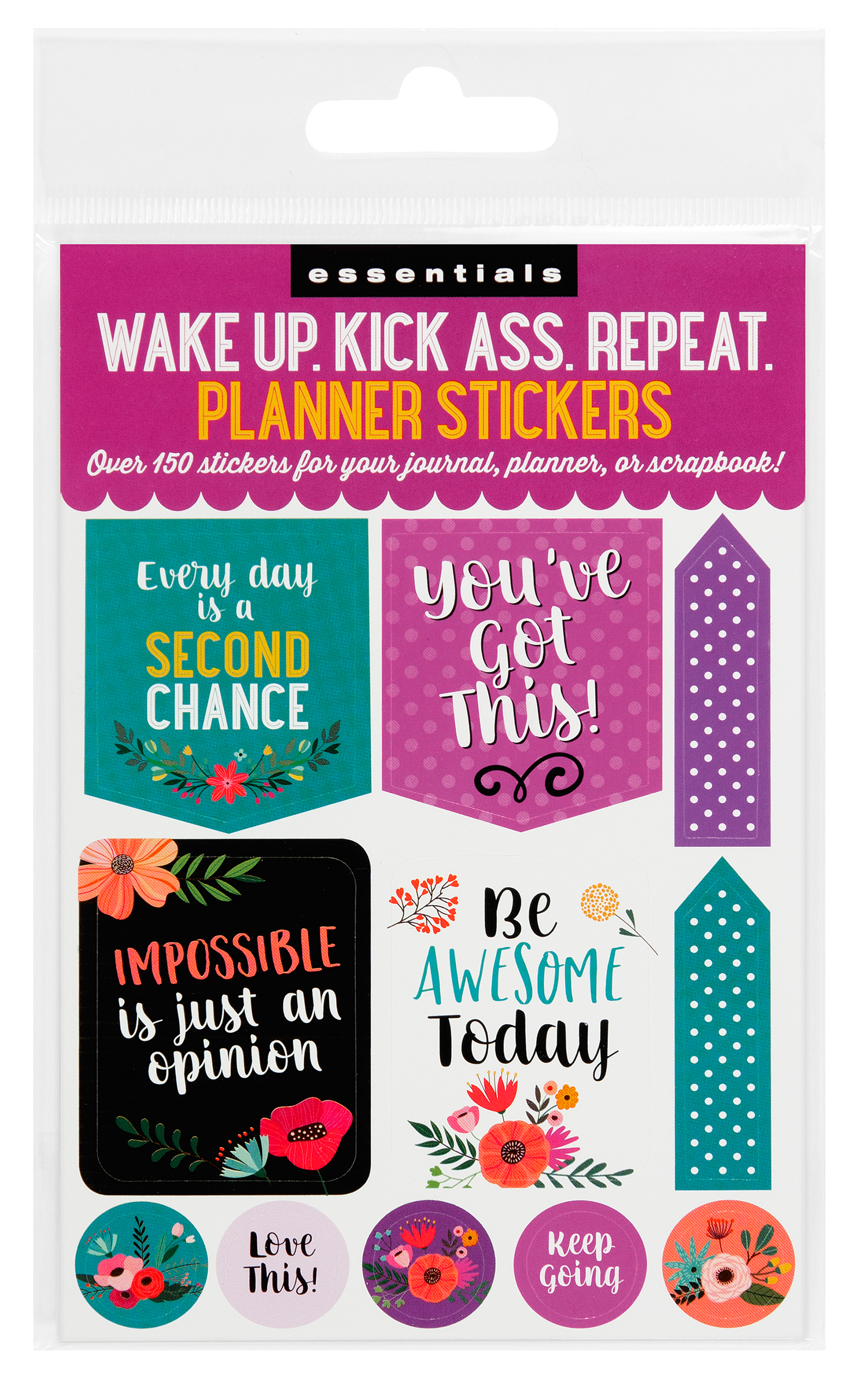 Peter Pauper Planner Stickers WAKE UP KICK ASS REPEAT Essentials