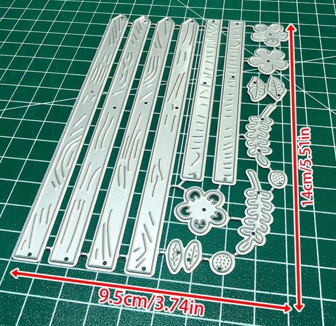 Craft Cutting WOOD FLORAL FENCE Metal Dies 15pc