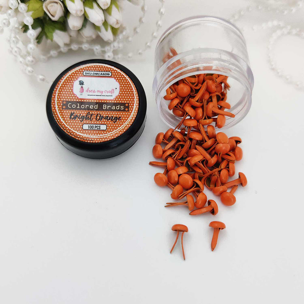 Dress My Craft BRIGHT ORANGE Colored Brads 100pcs