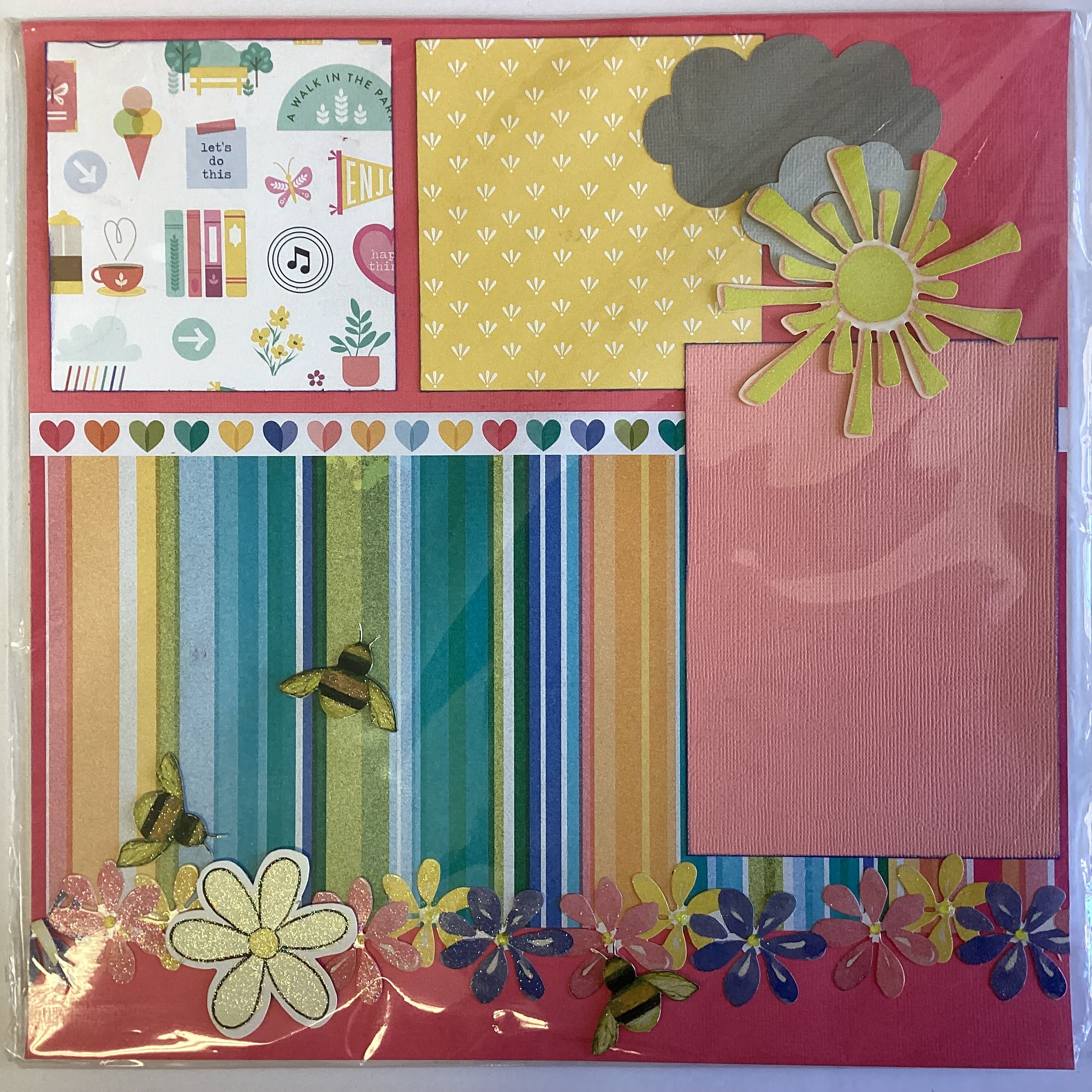 Premade SUN &amp; CLOUDS 12"X12" Scrapbook Page