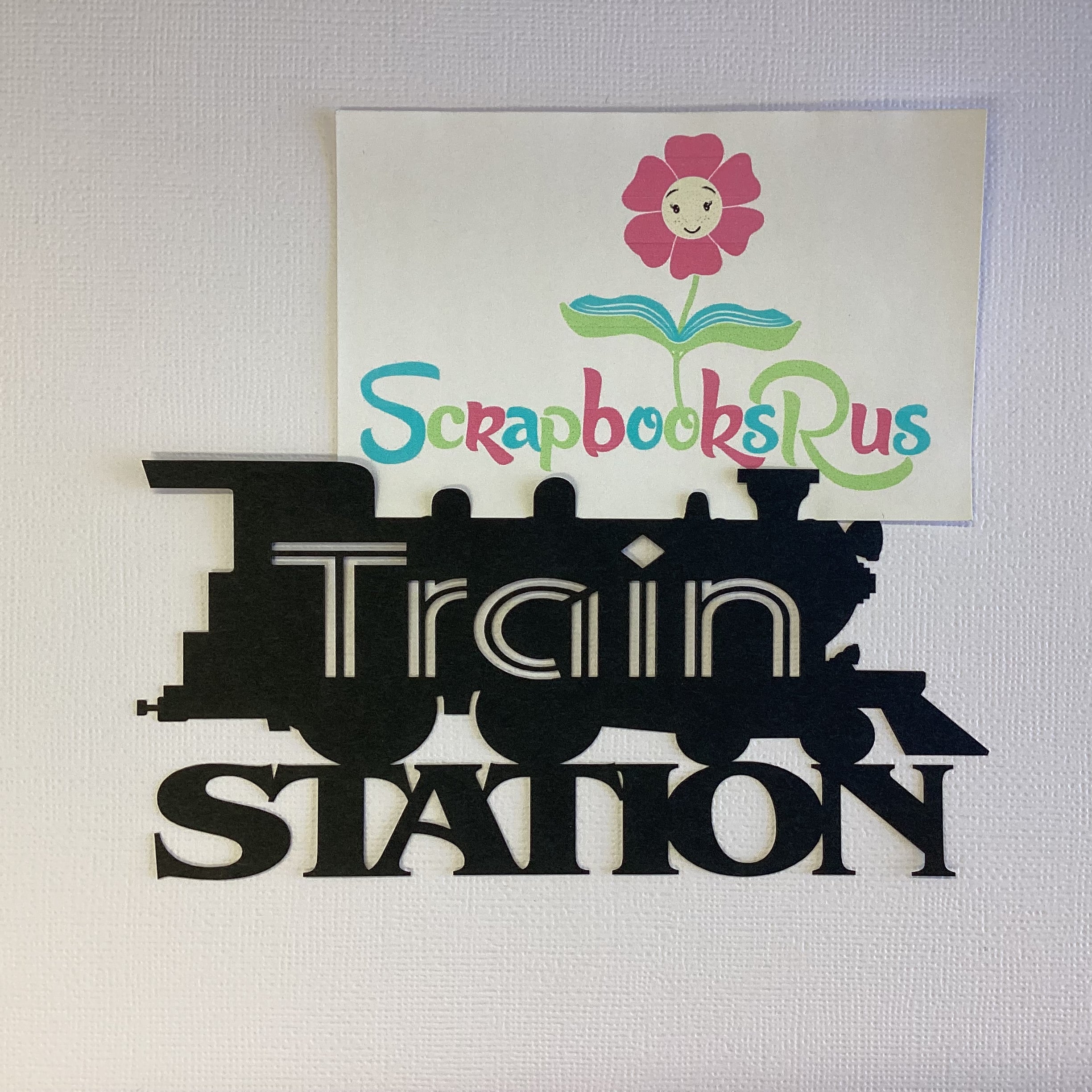 Laser Cut TRAIN STATION Diecut Scrapbook Title