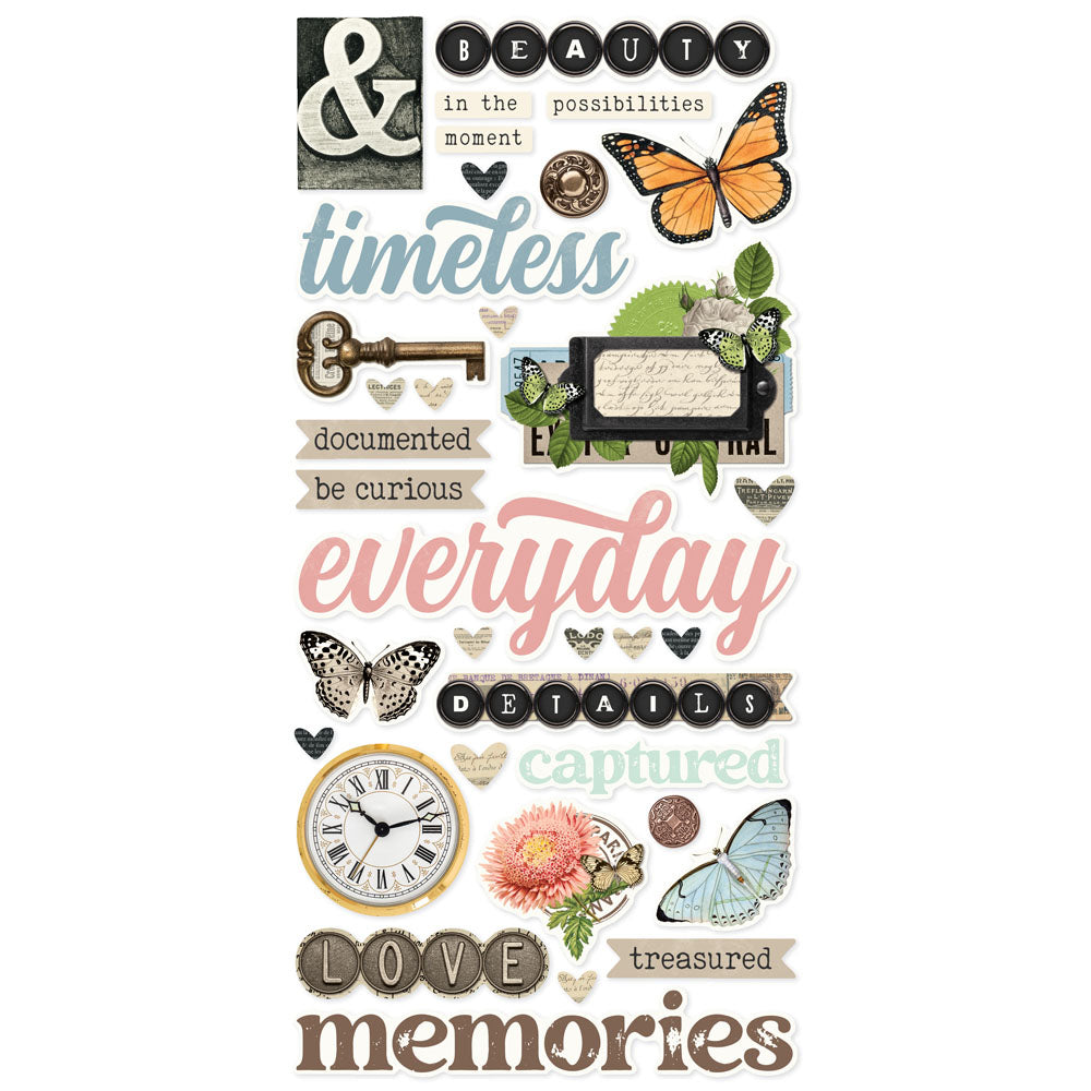 Simple Stories SIMPLE VINTAGE JUNK DRAWER Foam Stickers 72pc