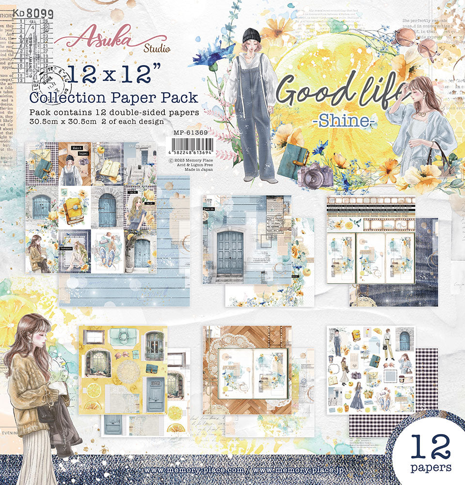Asuka Studio GOOD LIFE SHINE 12”X12” Scrapbook Paper Pack 12pc