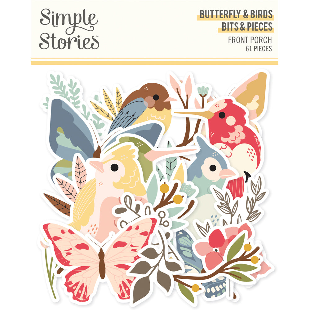Simple Stories FRONT PORCH BUTTERFLIES &amp; BIRDS Bits &amp; Pieces 61pc