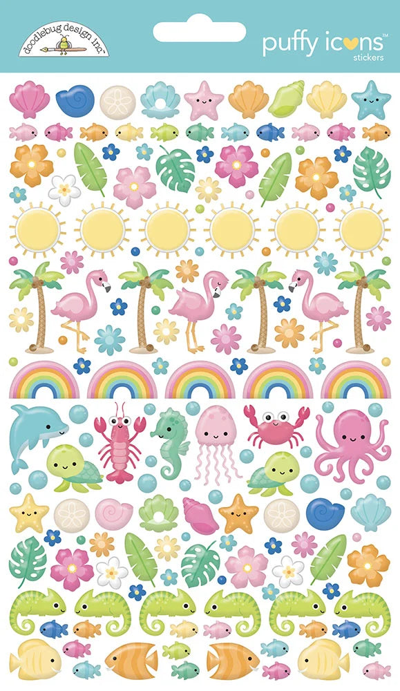 Doodlebug SUMMER FUN Puffy Icons Stickers 167pc