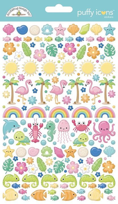 Doodlebug SUMMER FUN Puffy Icons Stickers 167pc