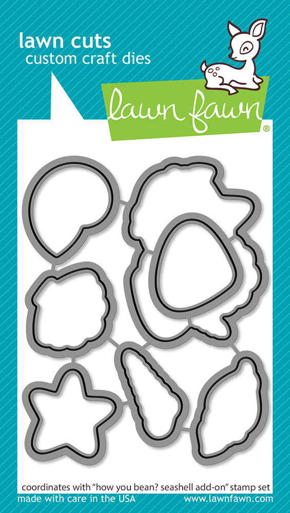 Lawn Fawn HOW YOU BEAN SEASHELL Addon Clear Stamps and Die SET