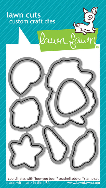 Lawn Fawn HOW YOU BEAN SEASHELL Addon Clear Stamps and Die SET