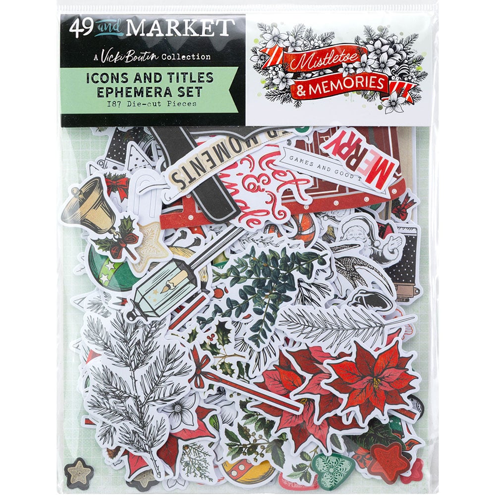 49 and Market Vicki Boutin MISTLETOE &amp; MEMORIES Icons And Titles Ephemera Set