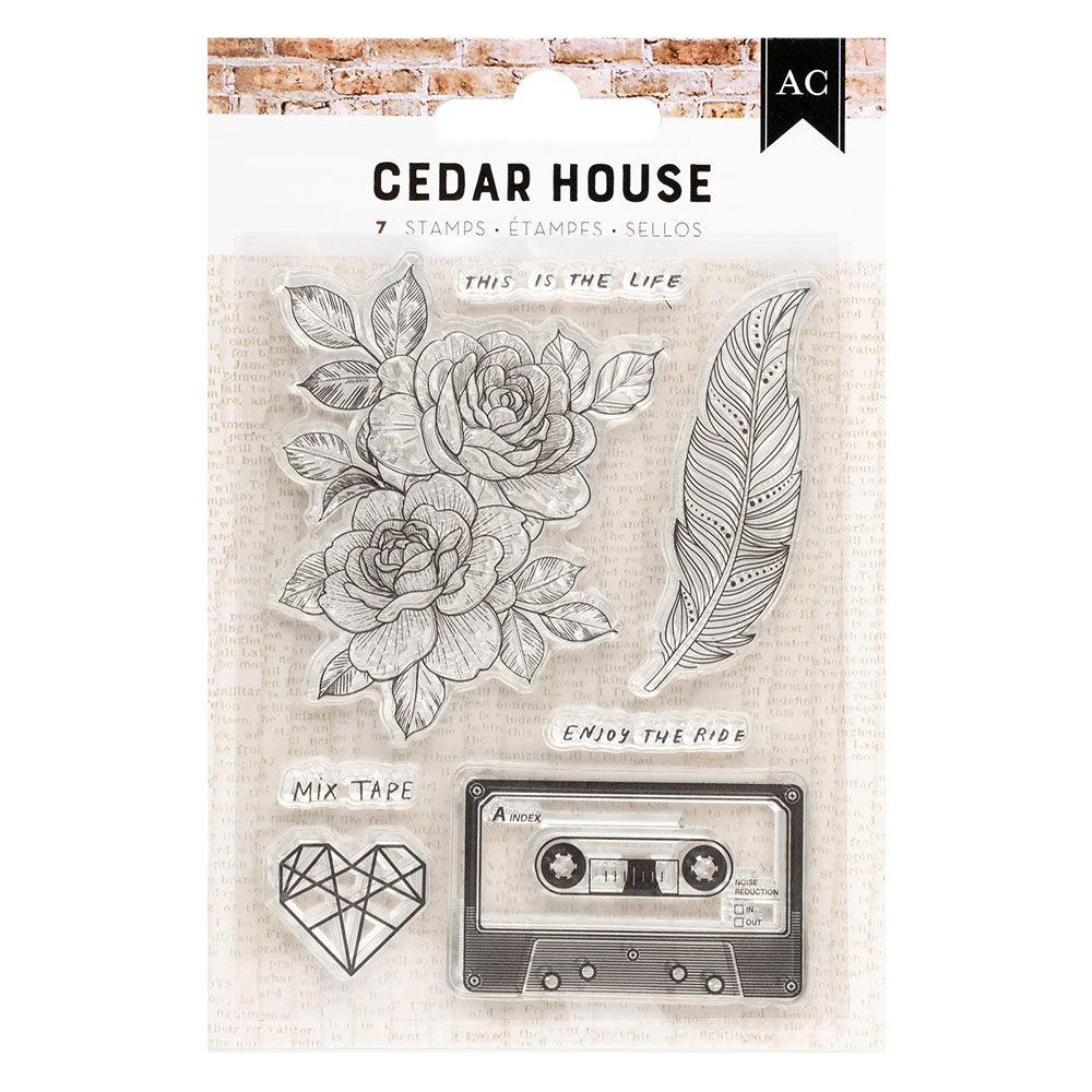 American Crafts Thickers CEDER HOUSE Clear Stamps 7pc