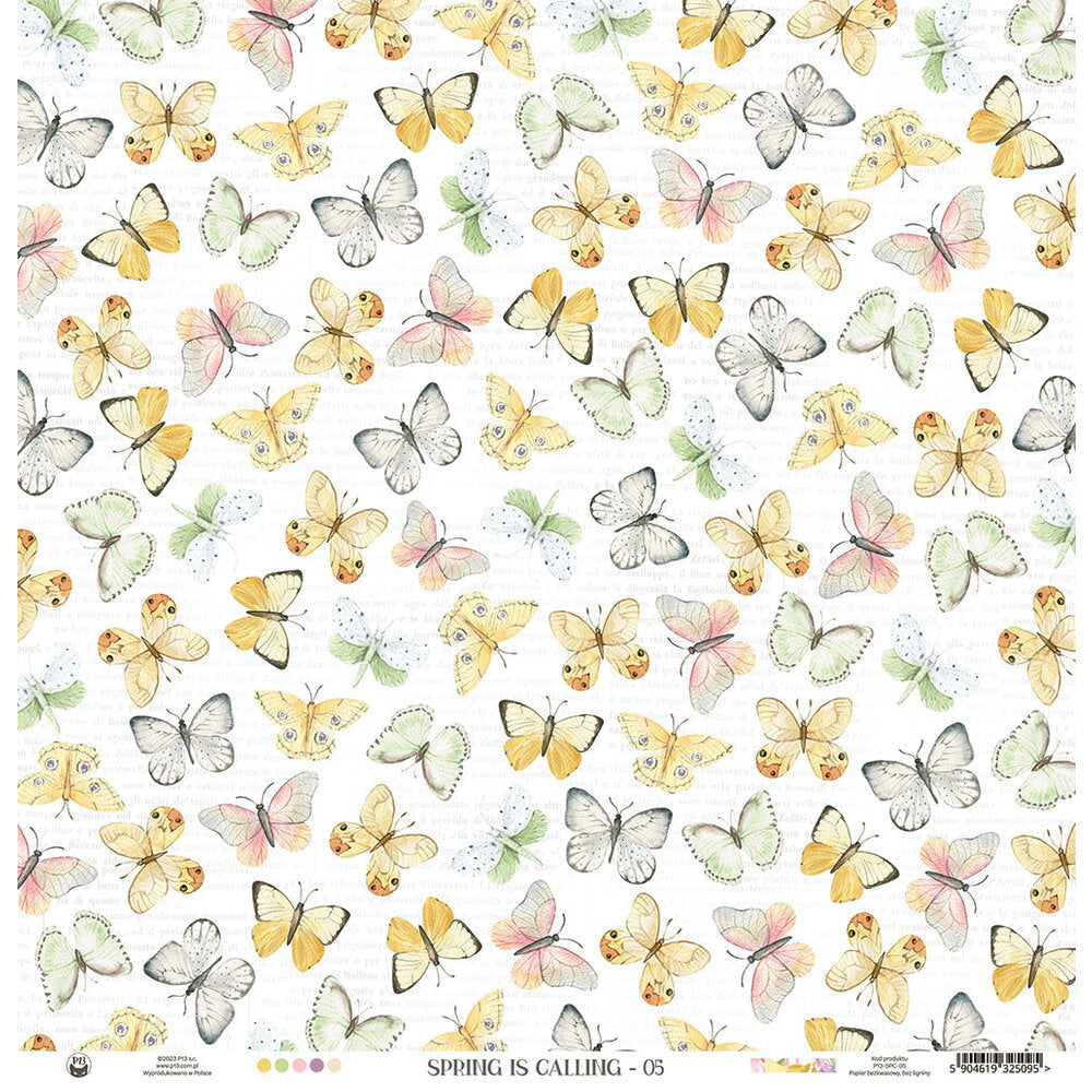 P13 SPRING IS CALLING 05 12&quot;X12&quot; Butterfly Scrapbook Paper