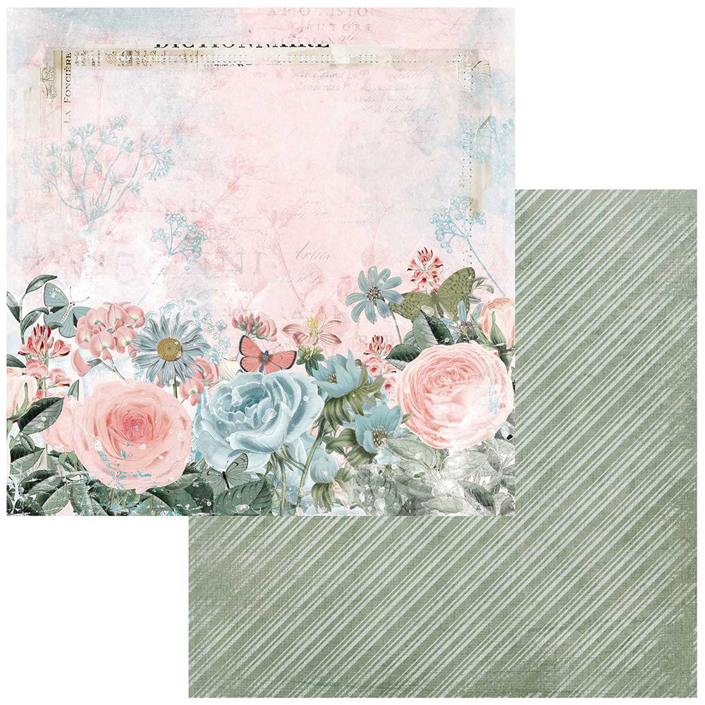 49 and Market Vintage Artistry Tranquility THE UNDISTURBED VIEW 12"X12" Scrapbook Paper