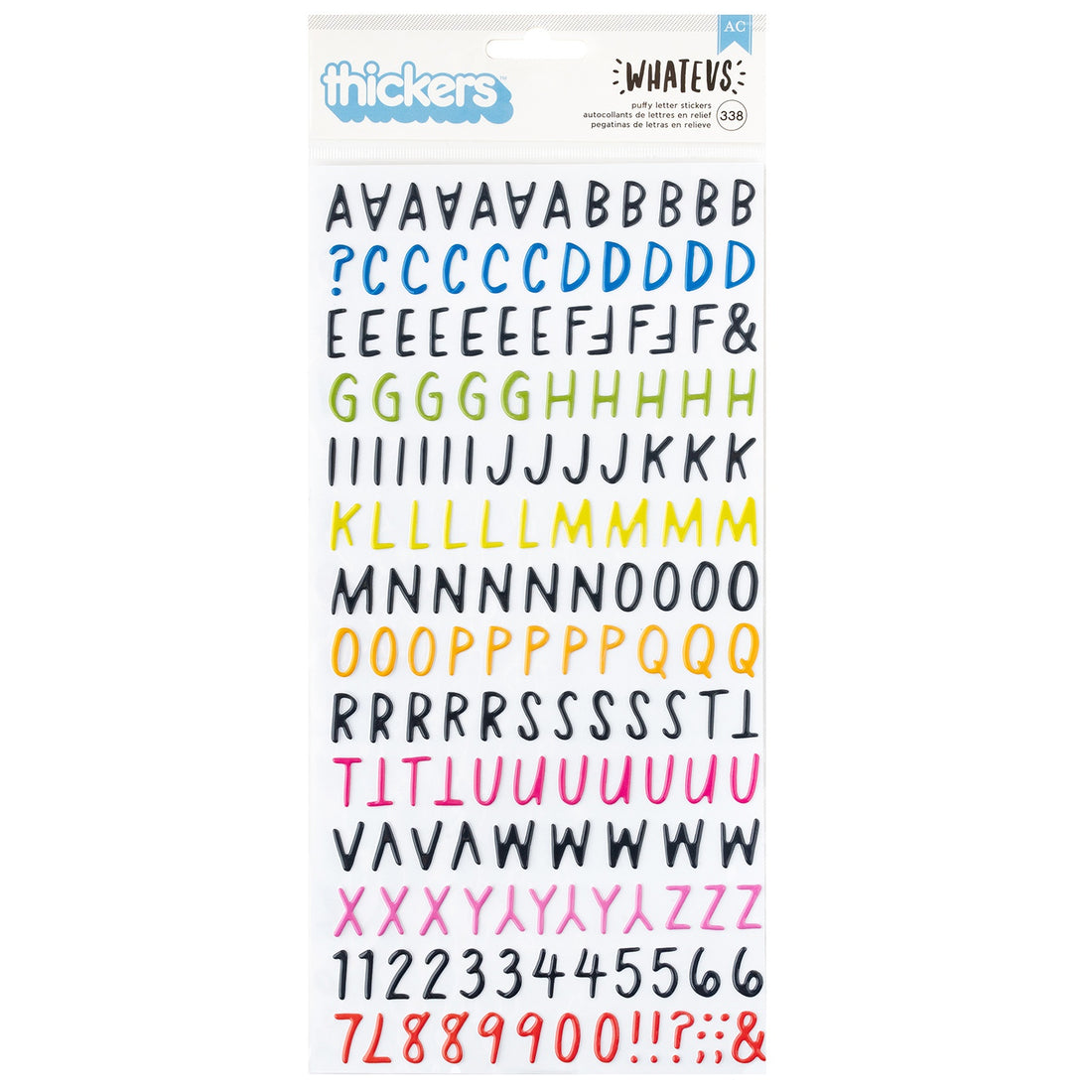 Thickers AC WHATEVS PUFFY Letter Stickers 338pc