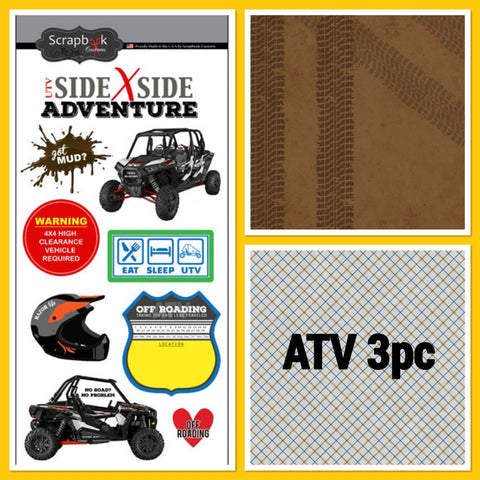 ATV ADVENTURE Kit 3pc Scrapbook Papers Stickers