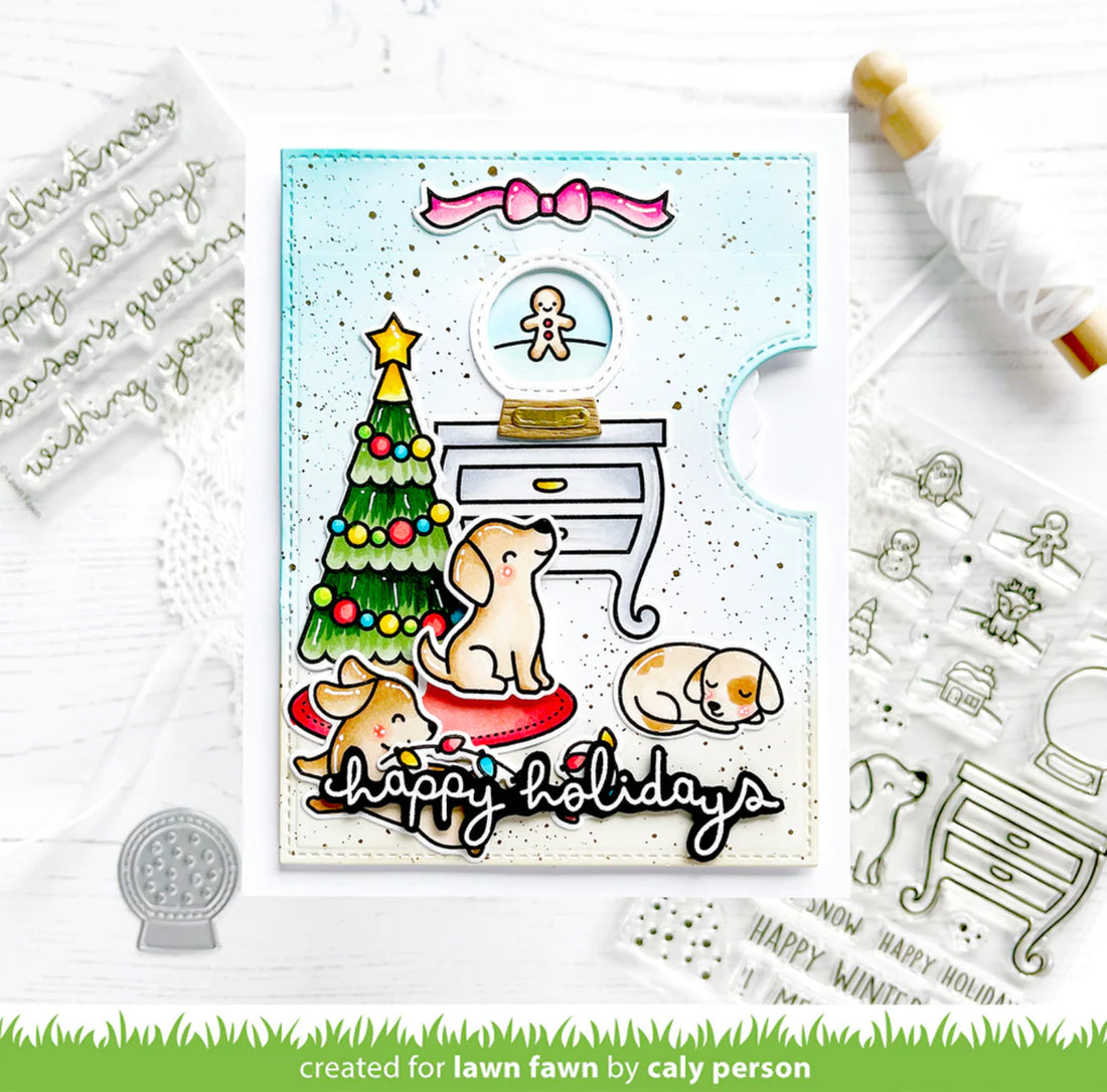 Lawn Fawn SCRIBBLED SENTIMENTS: WINTER Clear Stamps 5pc