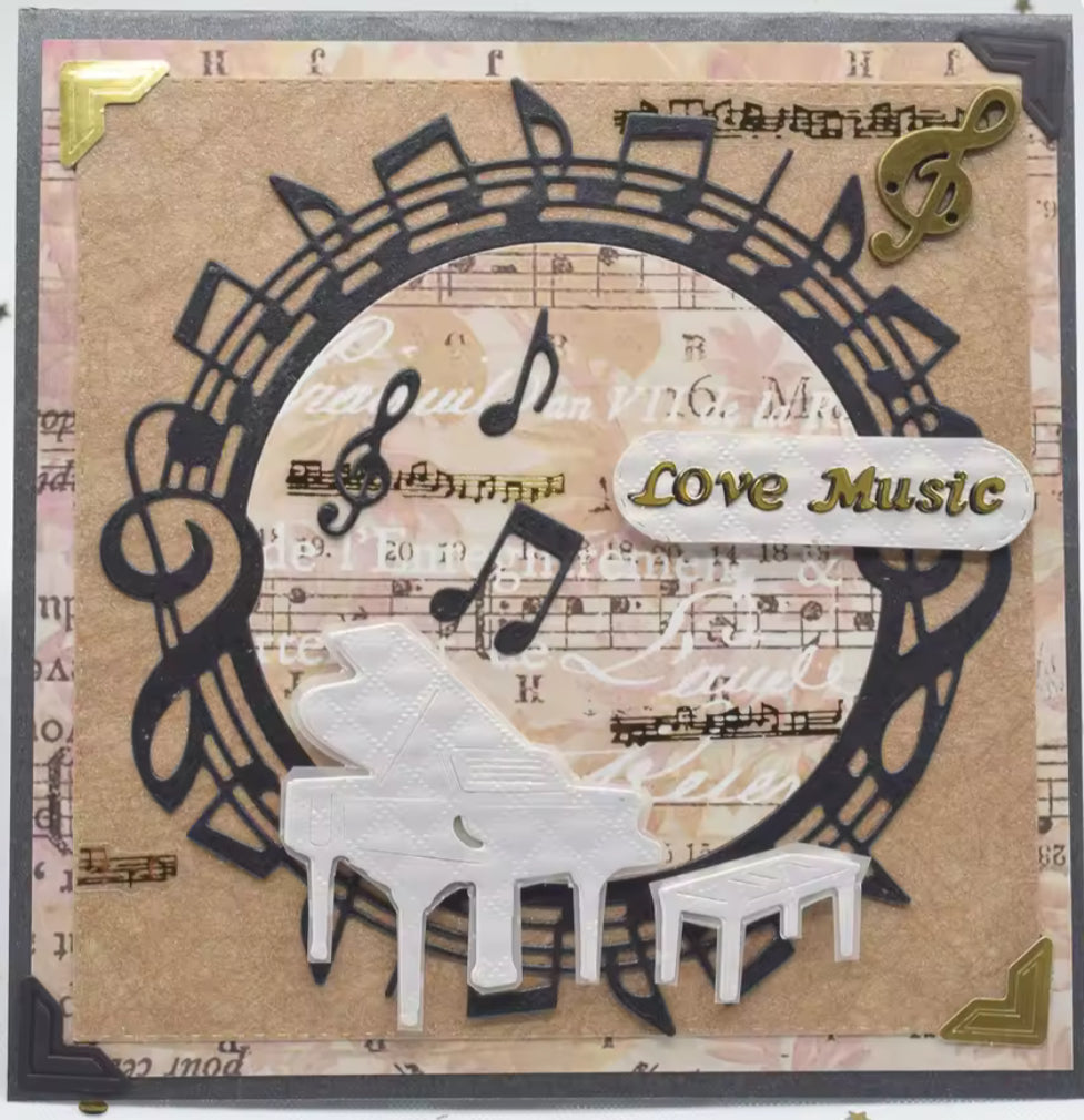 Craft Cutting MUSIC NOTES CIRCLE Metal Dies 6pc