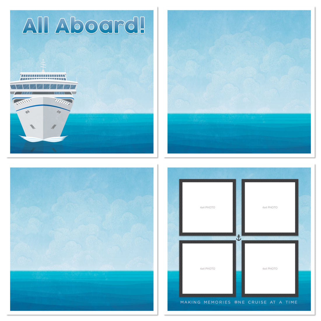 Bon Voyage CRUISE ALL ABOARD 12"X12" Scrapbook Paper Kit 4pc
