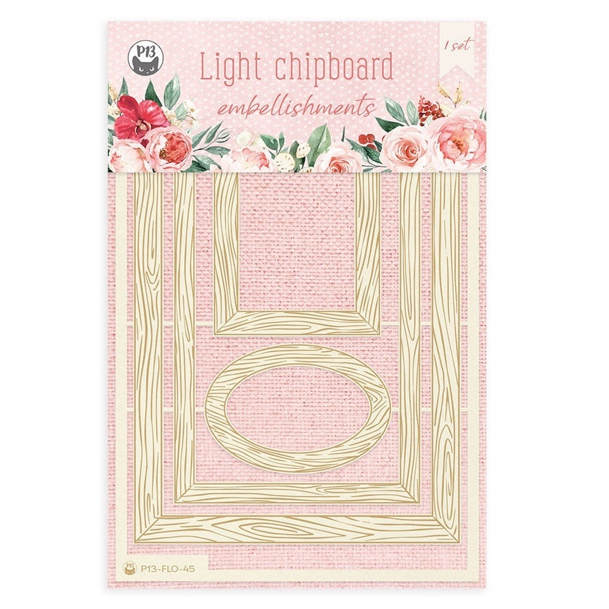 P13 FLOWERISH EMBELLISHMENTS Light Chipboard 1 Set 5pc