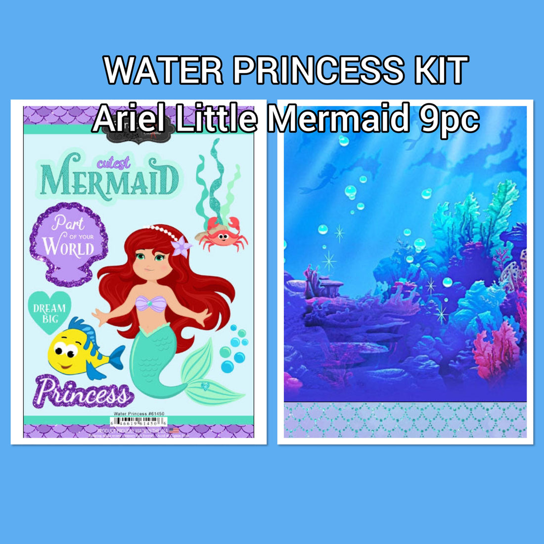 WATER PRINCESS KIT Ariel Little Mermaid 9pc