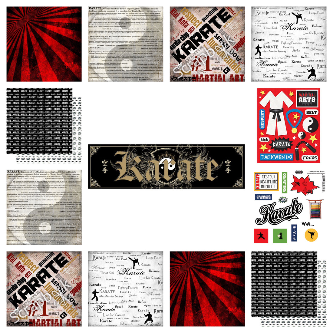 Scrapbook Customs KARATE 12"X12" Scrapbook Kit 13pc