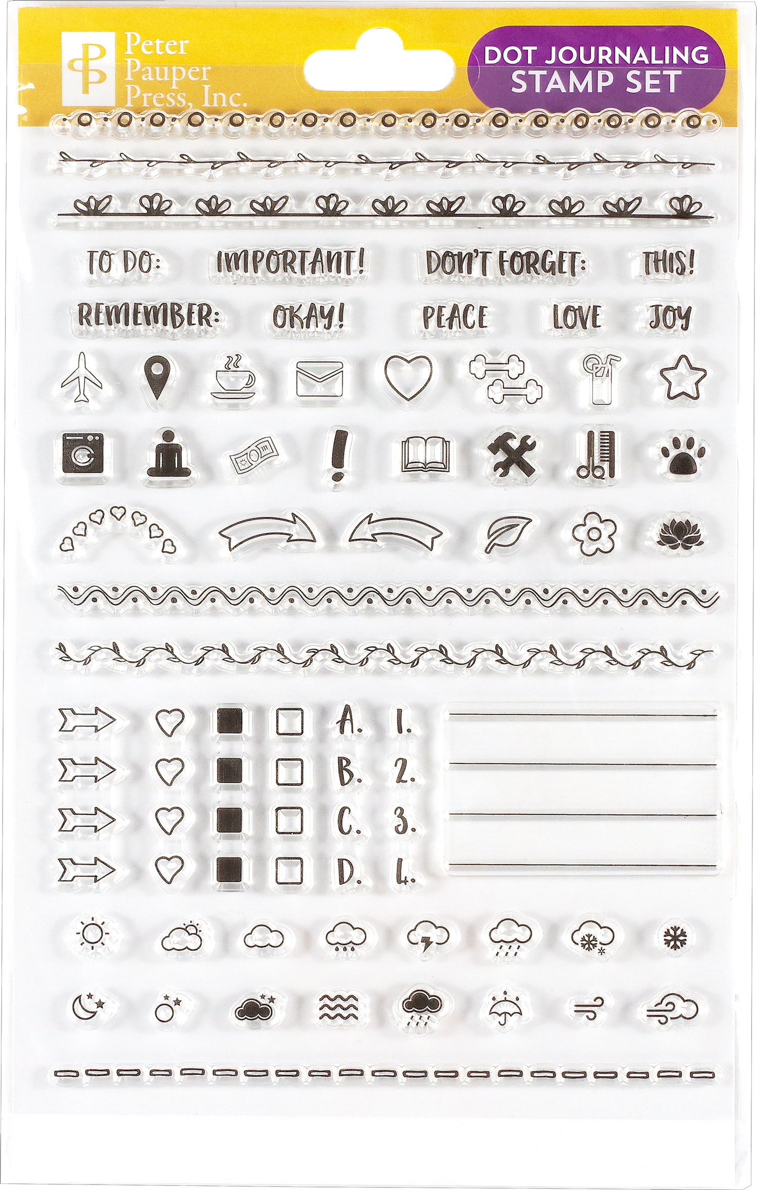 Peter Pauper DOT JOURNALING Clear Silicone Stamp Set