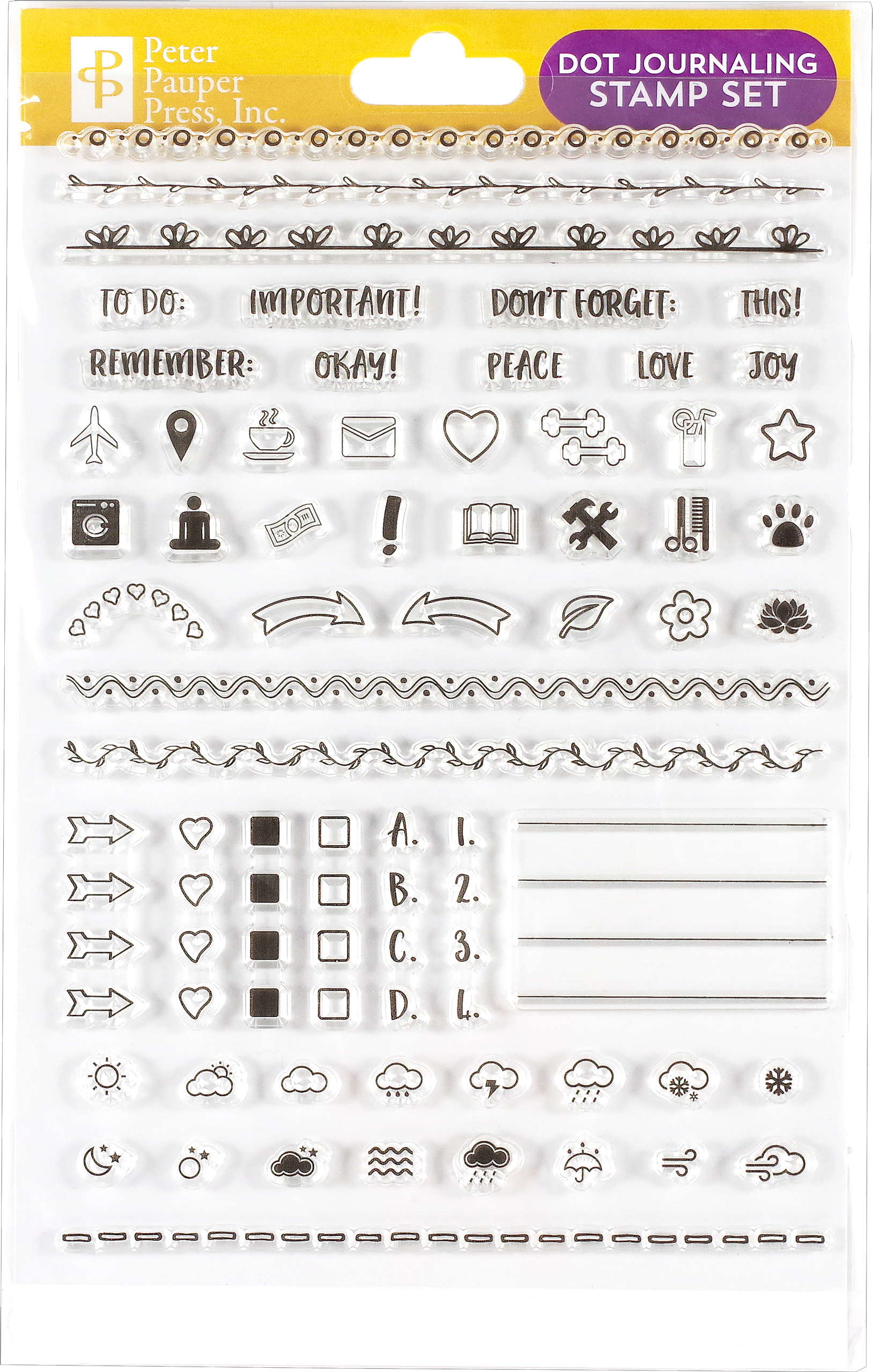 Peter Pauper DOT JOURNALING Clear Silicone Stamp Set