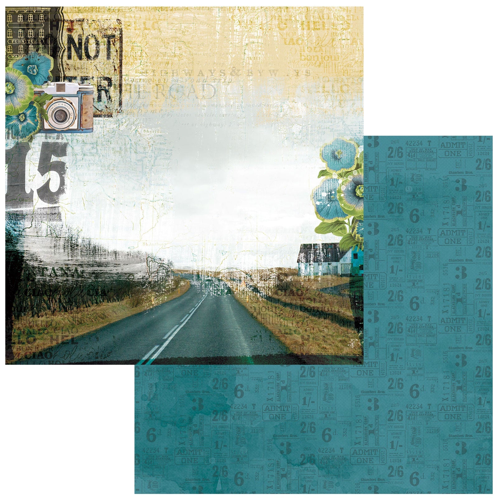 49 and Market Wherever JUST DRIVE 12X12 Scrapbook Paper