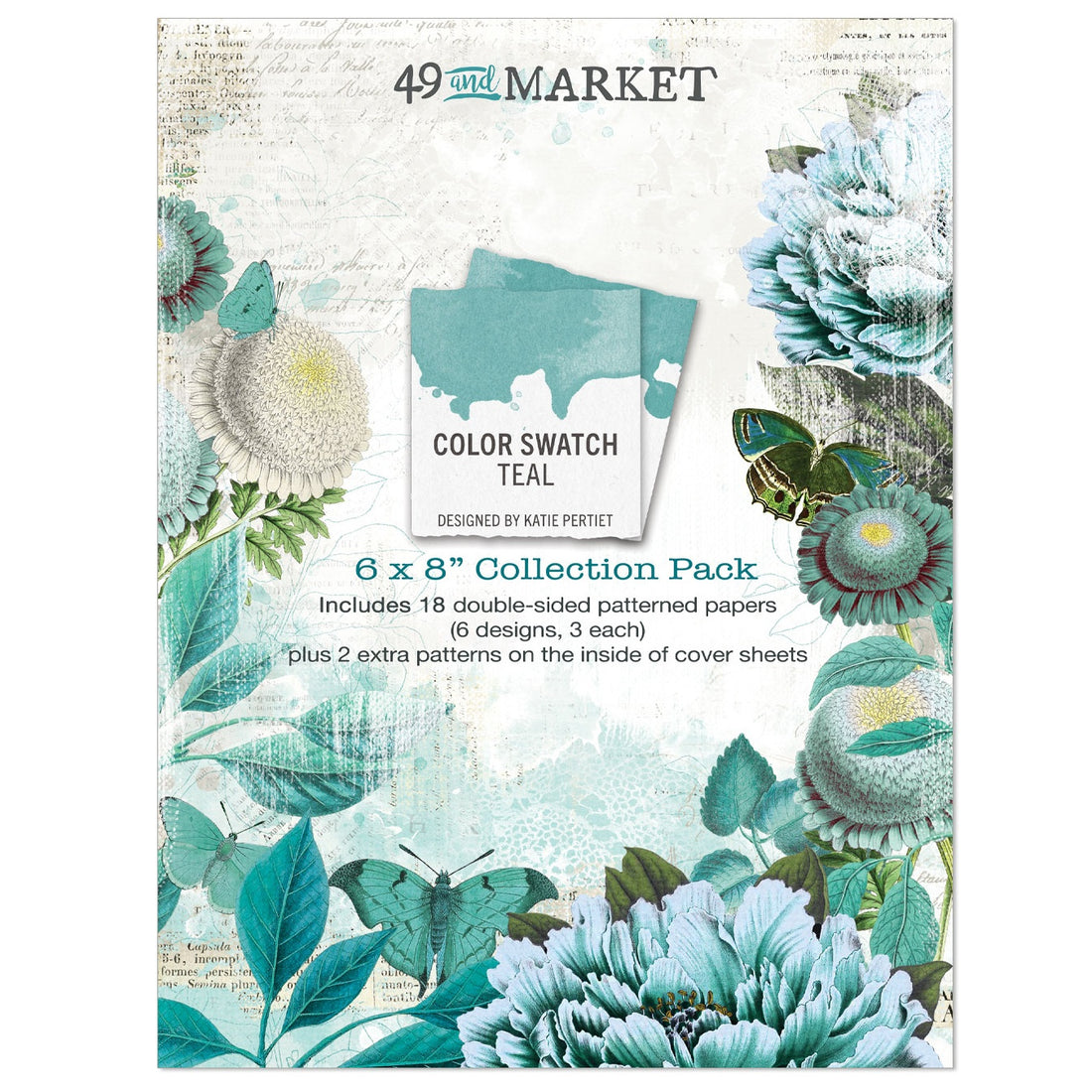 49 and Market Color Swatch TEAL 6”X8” MINI COLLECTION Paper Pack 18 Sheets