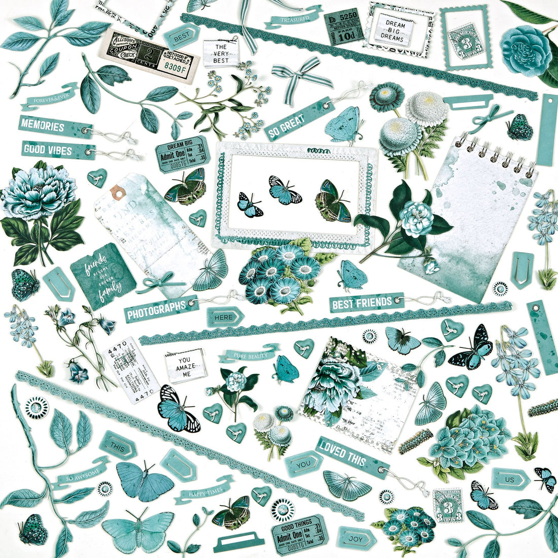 49 and Market Color Swatch TEAL LASER CUT ELEMENTS 109pc