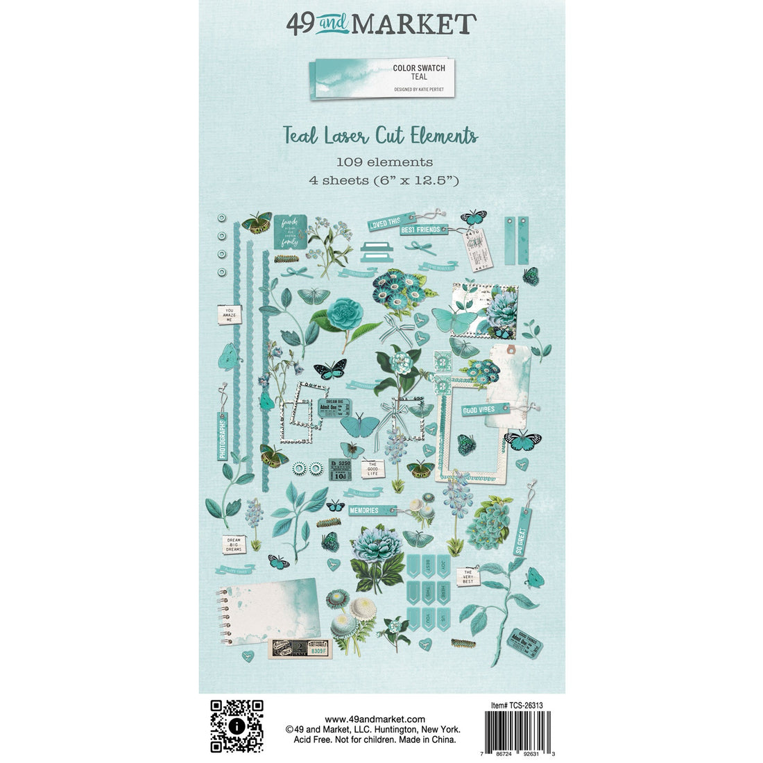49 and Market Color Swatch TEAL LASER CUT ELEMENTS 109pc