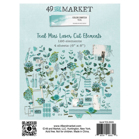 49 and Market Color Swatch TEAL MINI LASER CUT ELEMENTS 126pc