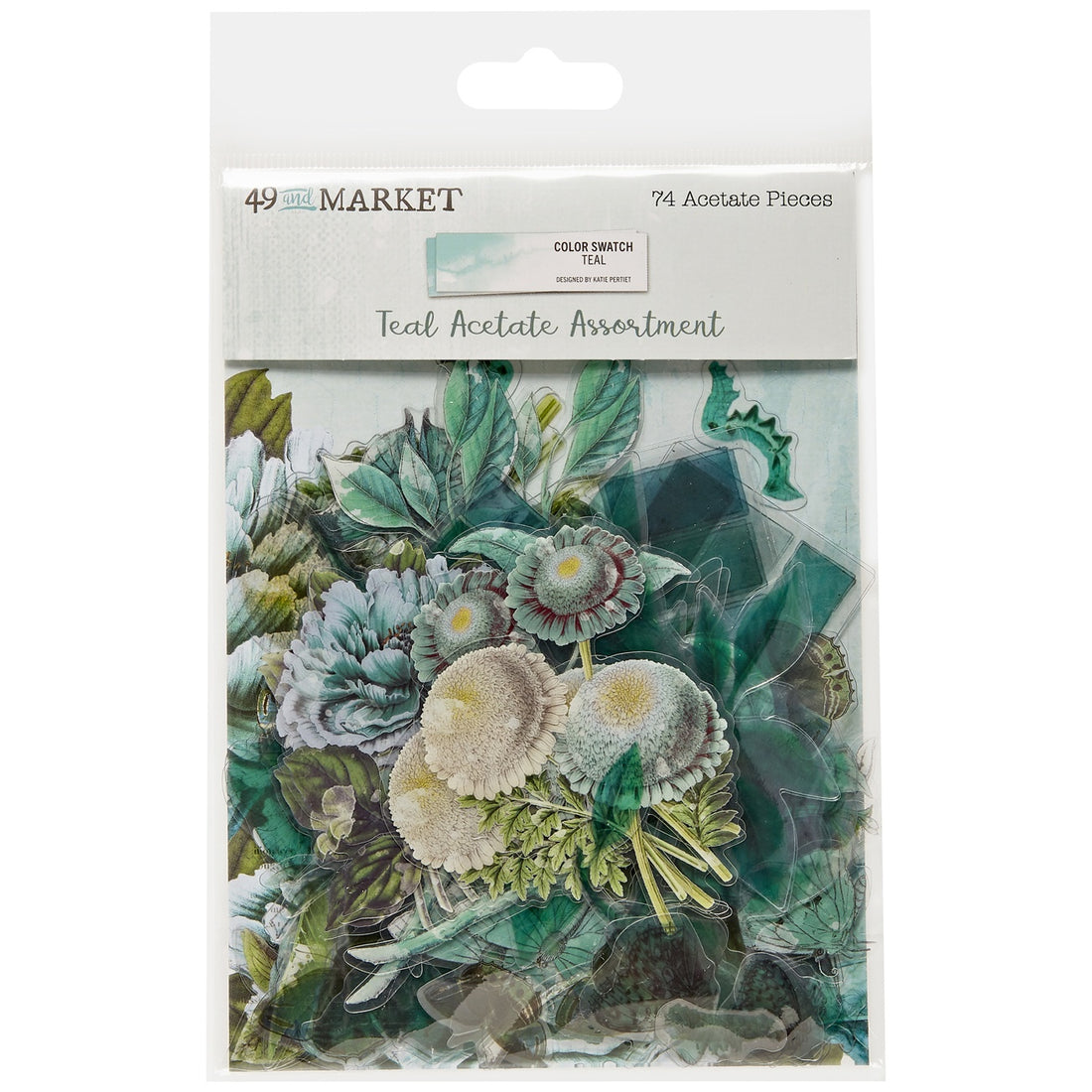 49 and Market Color Swatch TEAL ACETATE LEAVES 74pc
