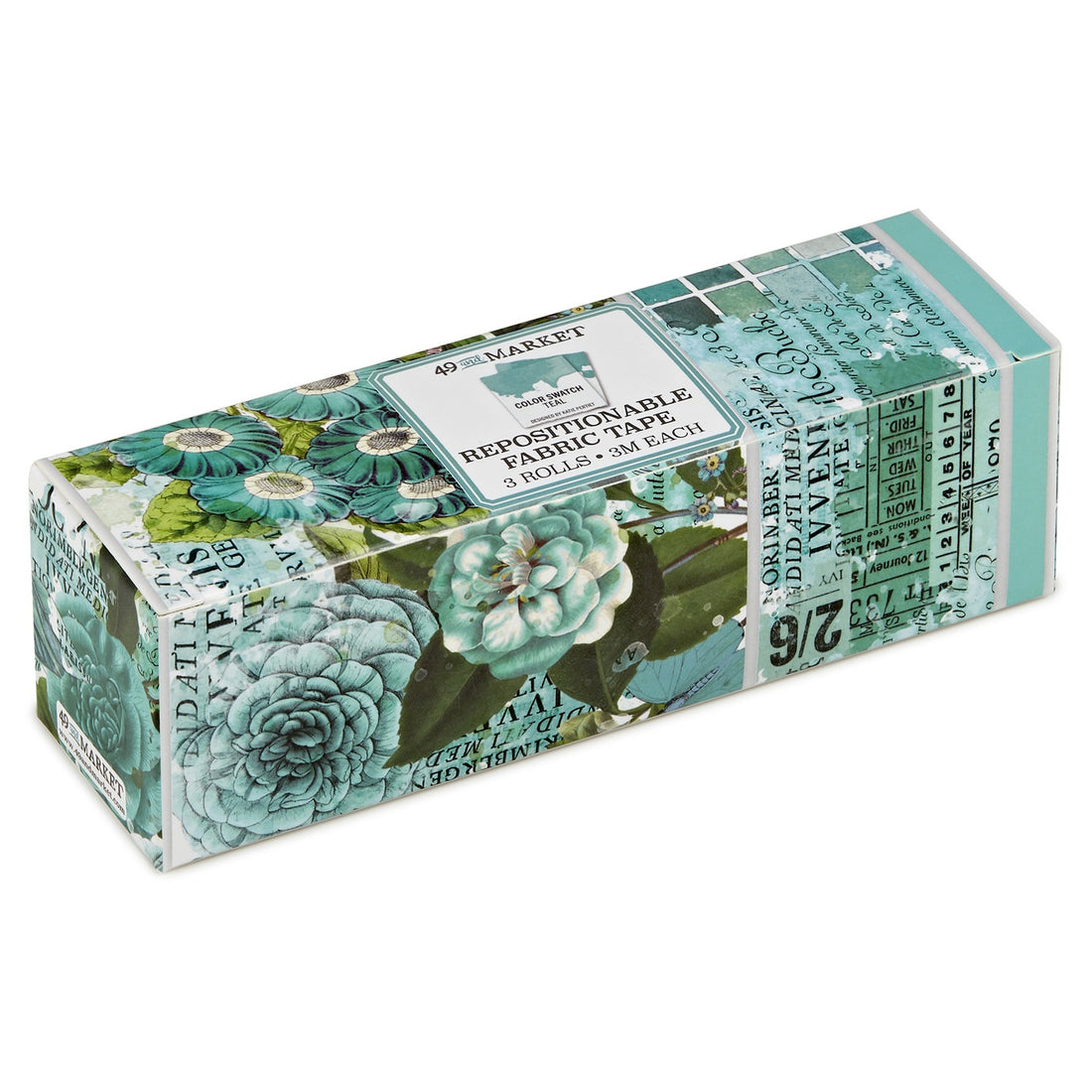 49 and Market Color Swatch TEAL FABRIC TAPE 3 Rolls Repositionable
