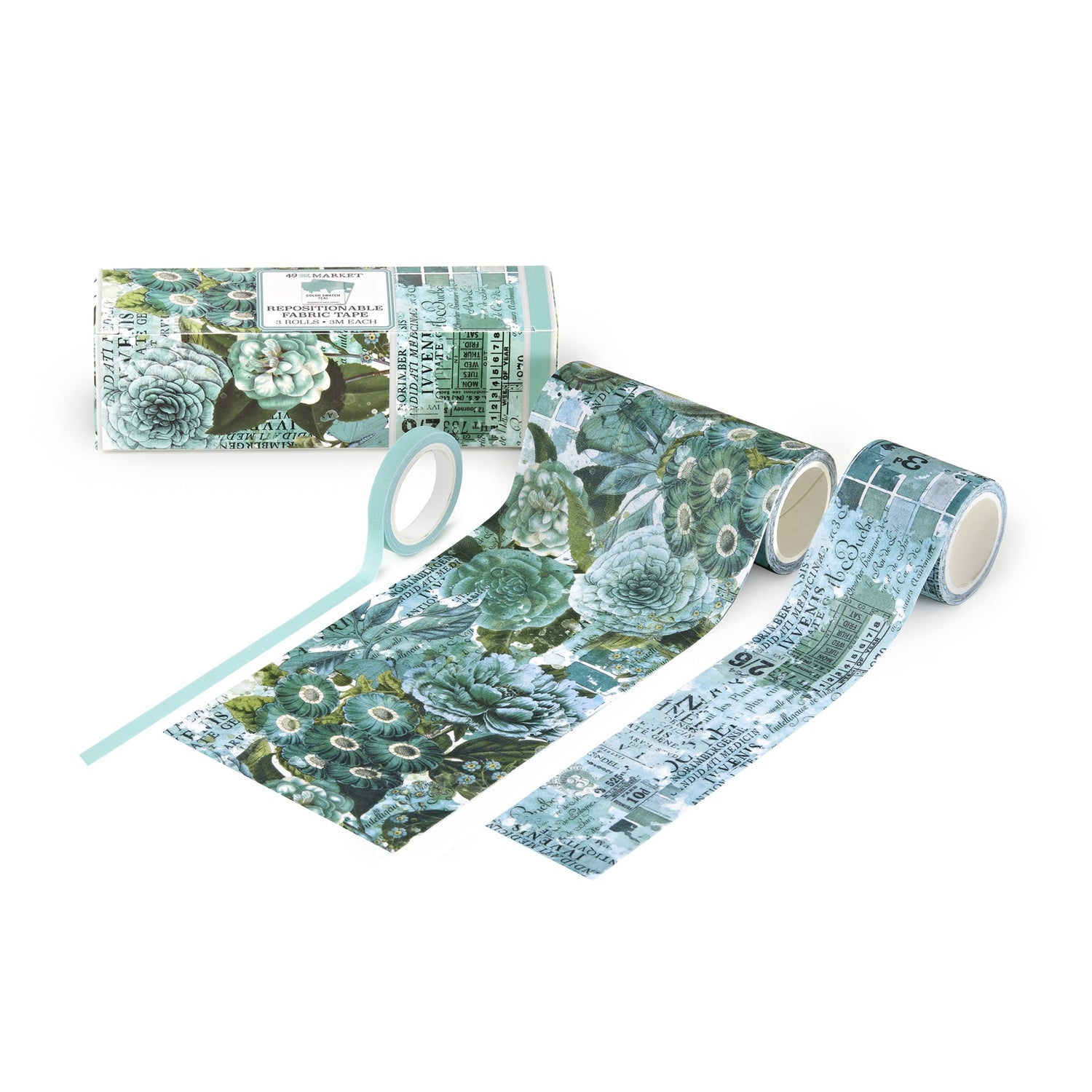 49 and Market Color Swatch TEAL FABRIC TAPE 3 Rolls Repositionable
