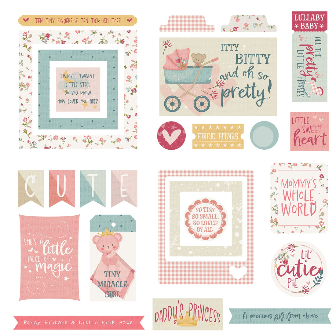 Photoplay SWEET LITTLE PRINCESS Cardstock Ephemera 26pc