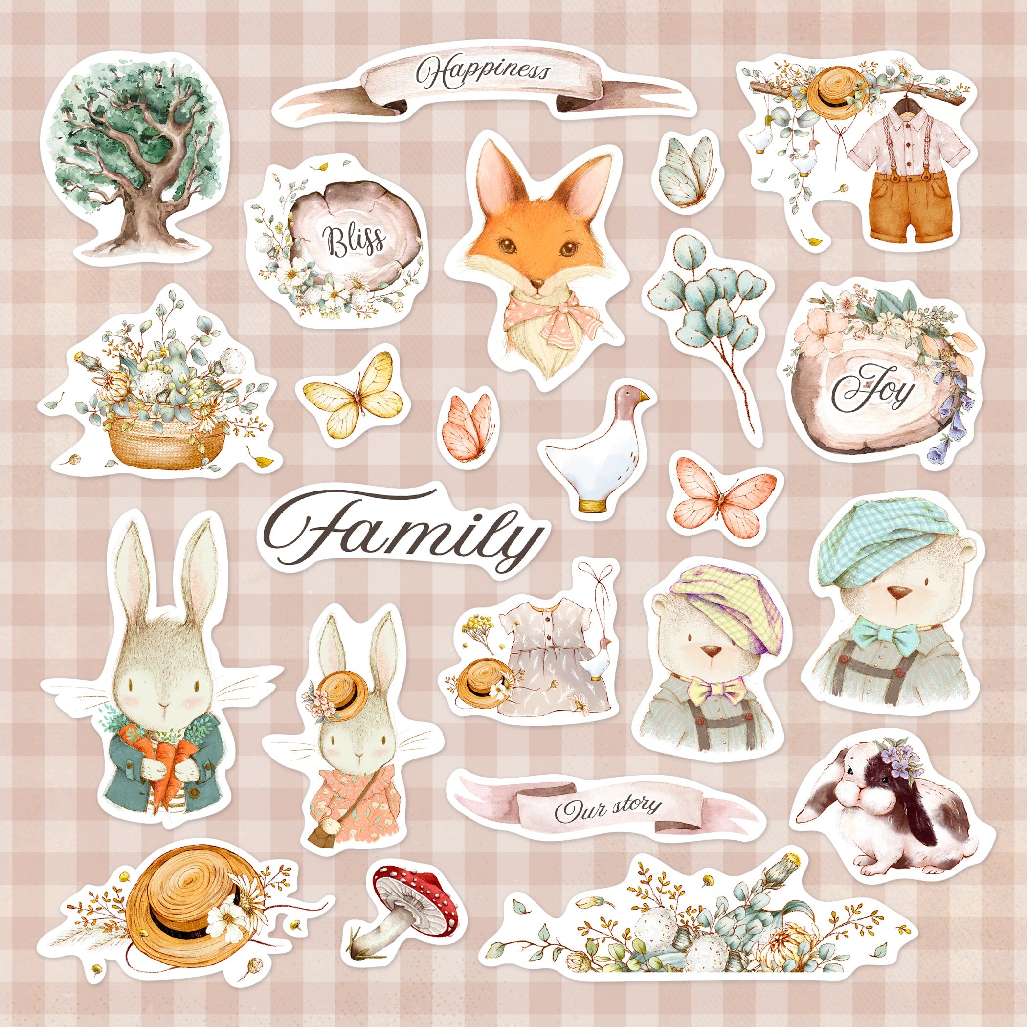 Memory Place Kawaii Paper Goods MY FAMILY EPHEMERA DieCuts 24pc